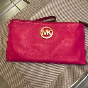 Never used Michael Kors clutch - hot pink